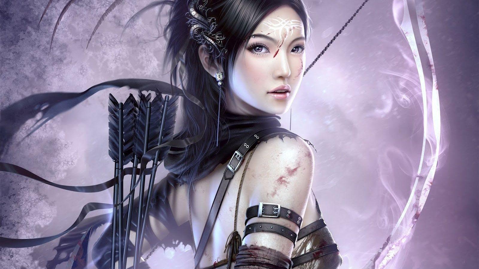 1600x900 Free download Warrior Girl Anime Character HD Wallpaper Download