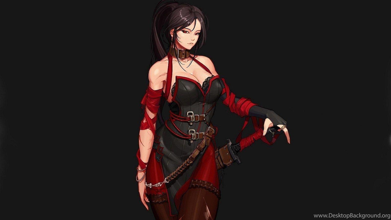 1600x900 Hot Anime Warrior Girl Wallpaper Desktop Background