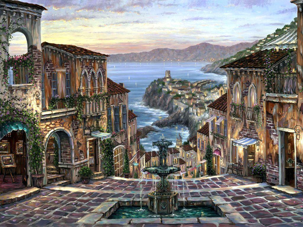 1024x768 Vernazza by Robert Finale, artist. Italy Breathtaking Coastal