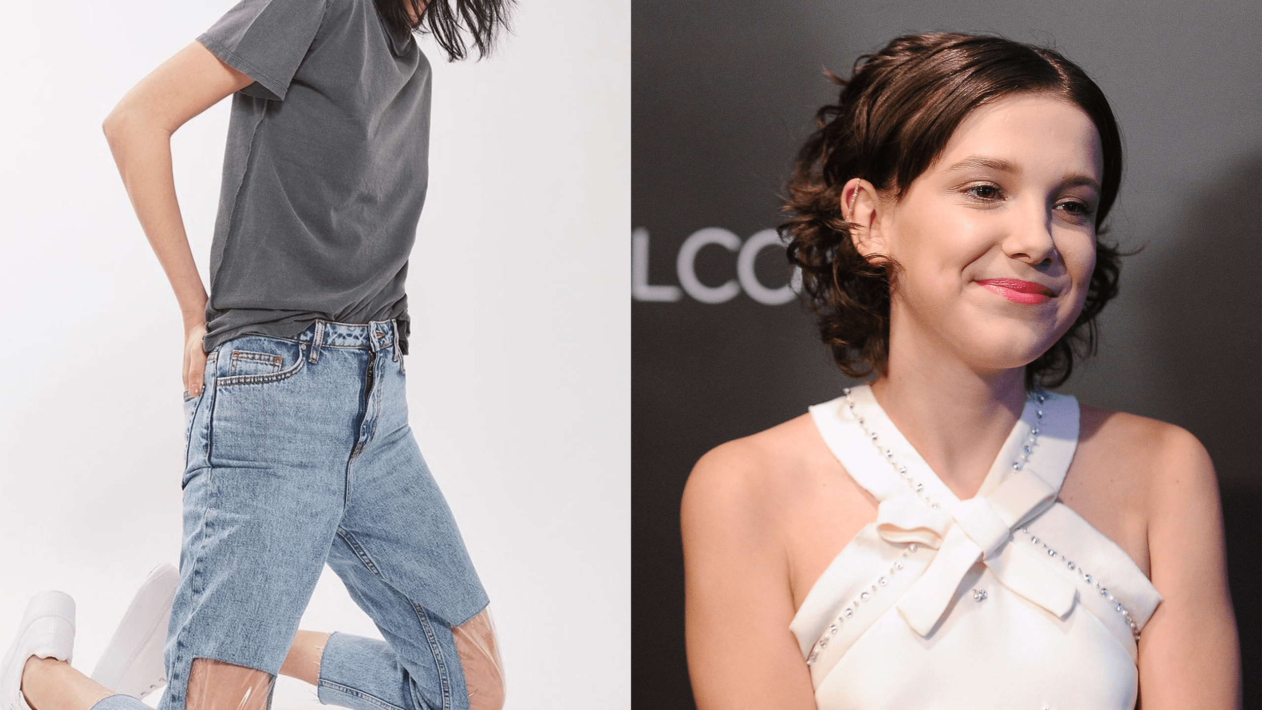 2560x1440 Millie Bobby Brown Wore Topshop's Jeans With Clear Knees