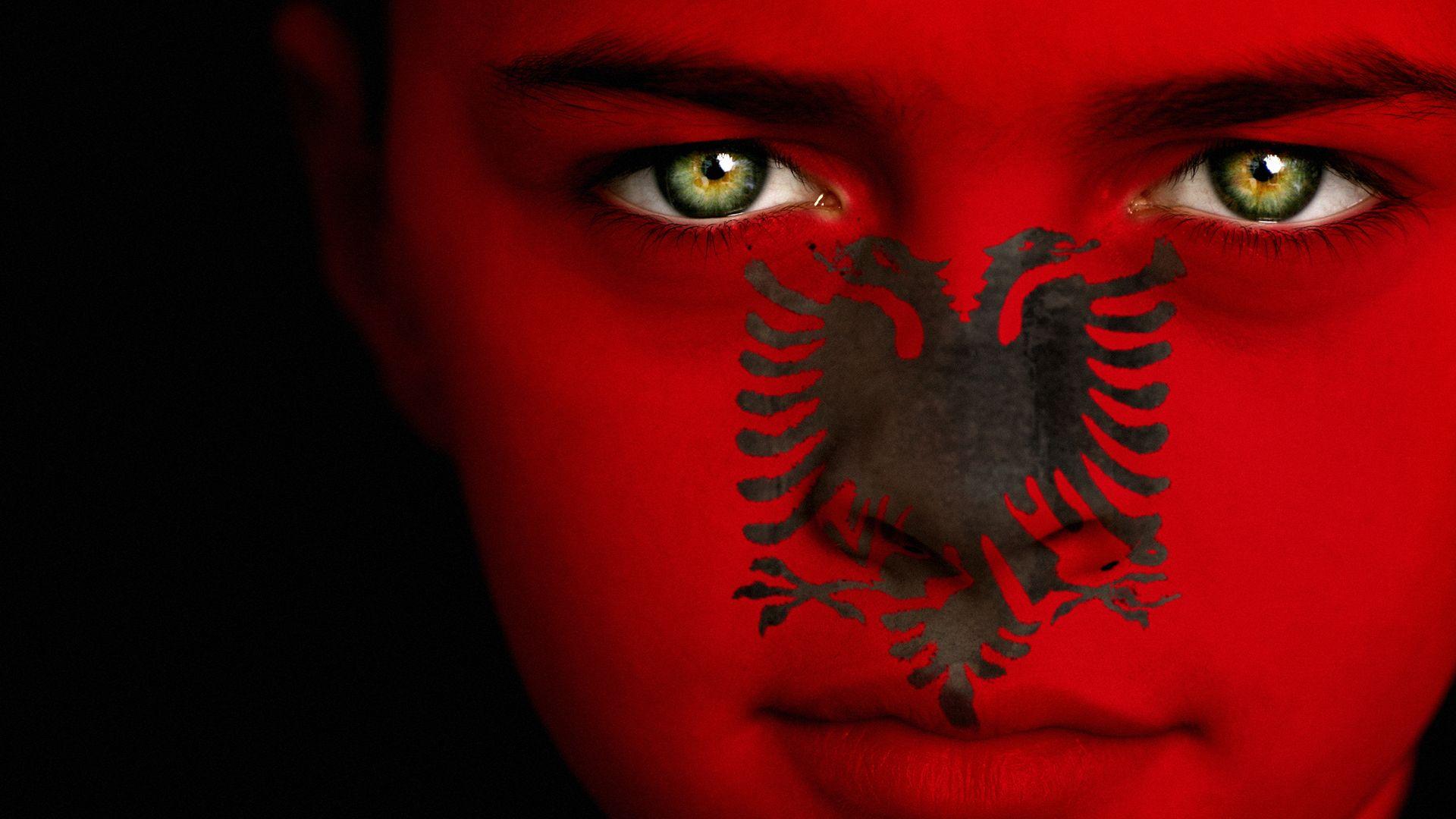 1920x1080 HD Albanian Flag Wallpaper