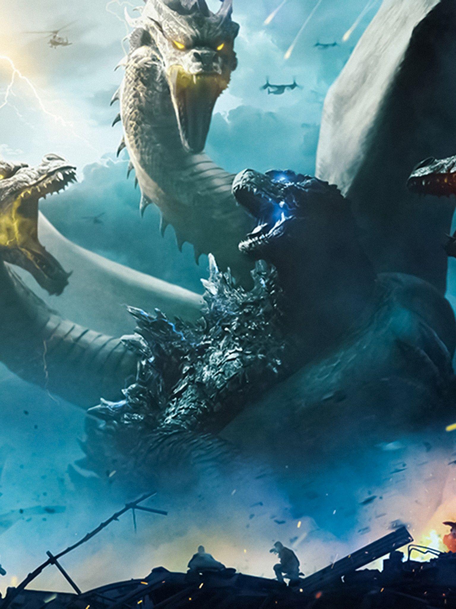 1536x2048 Wallpaper Godzilla: King of the Monsters, King Ghidorah, Final