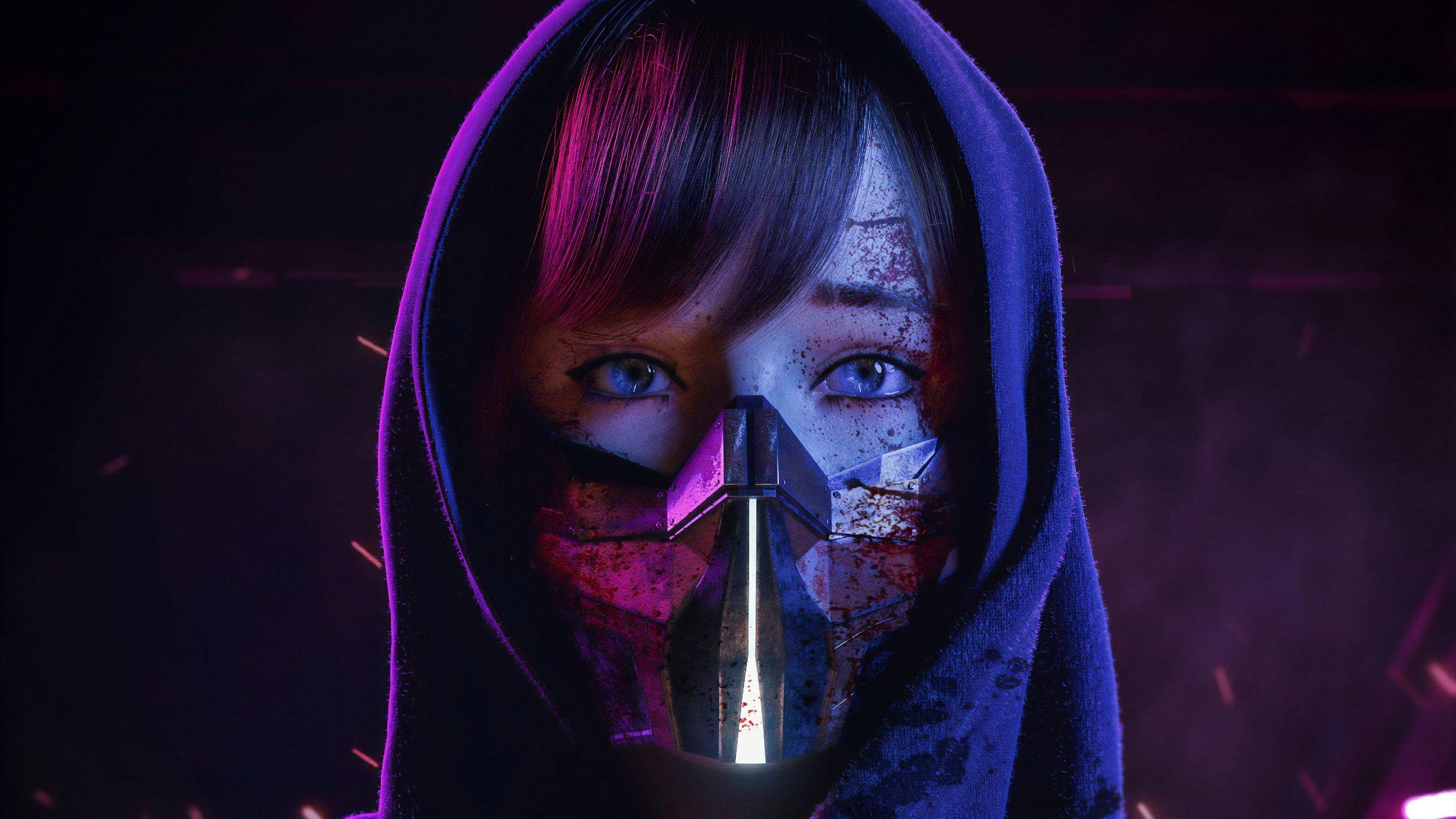2560x1440 Wallpaper Digital Art, Artwork, Cyber, Cyberpunk, Neon, Lights, Neon Lights
