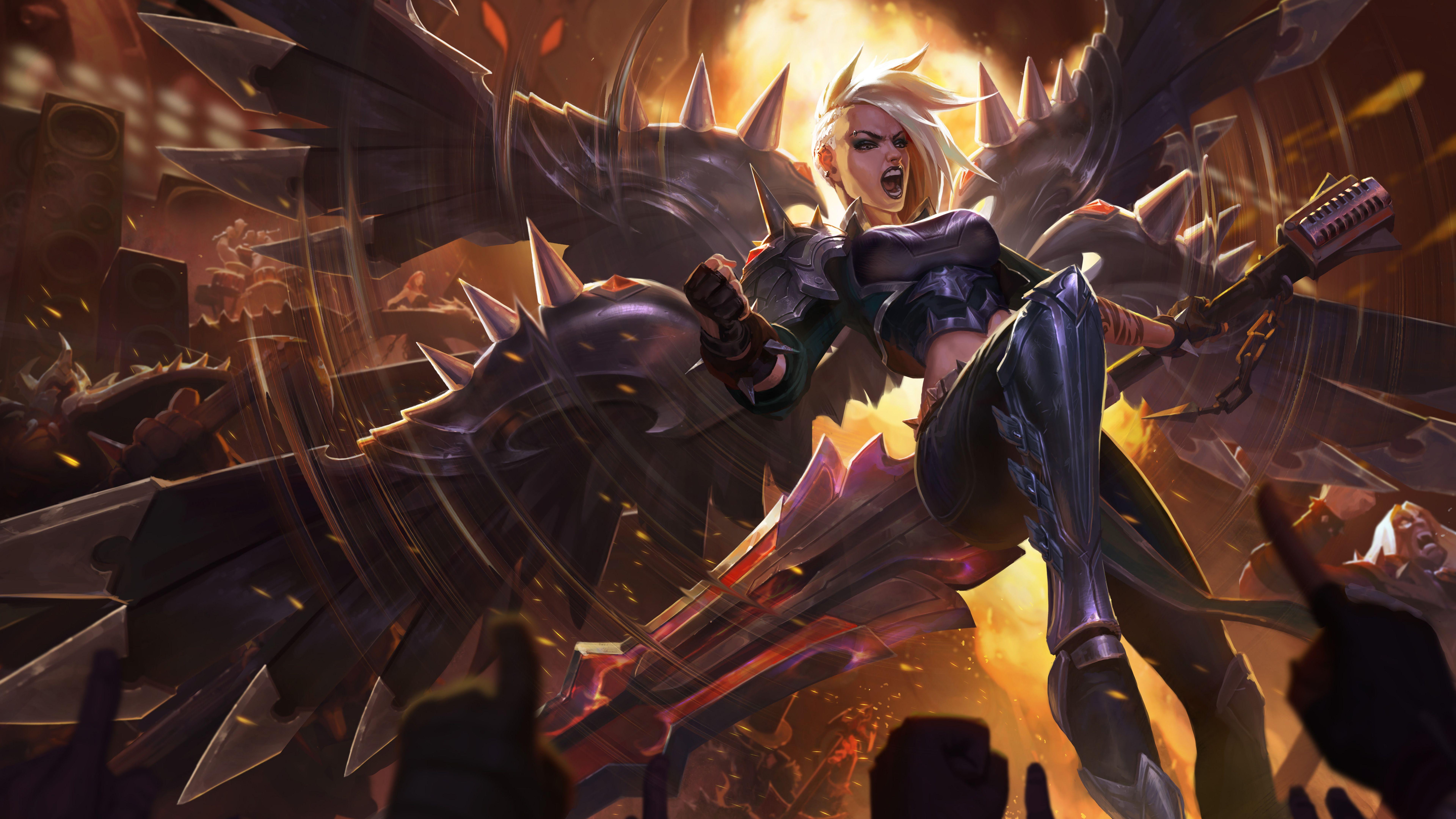 7680x4320 Pentakill Kayle Splash Art New Update LoL 8K Wallpaper