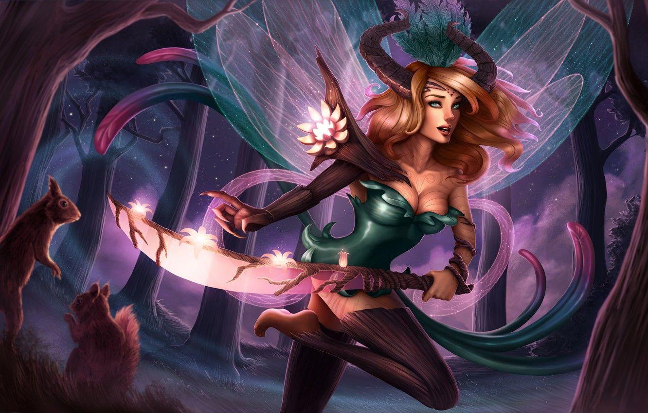 1332x850 Wallpaper art, lol, League of Legends, kayle, Judicator, Elderwood
