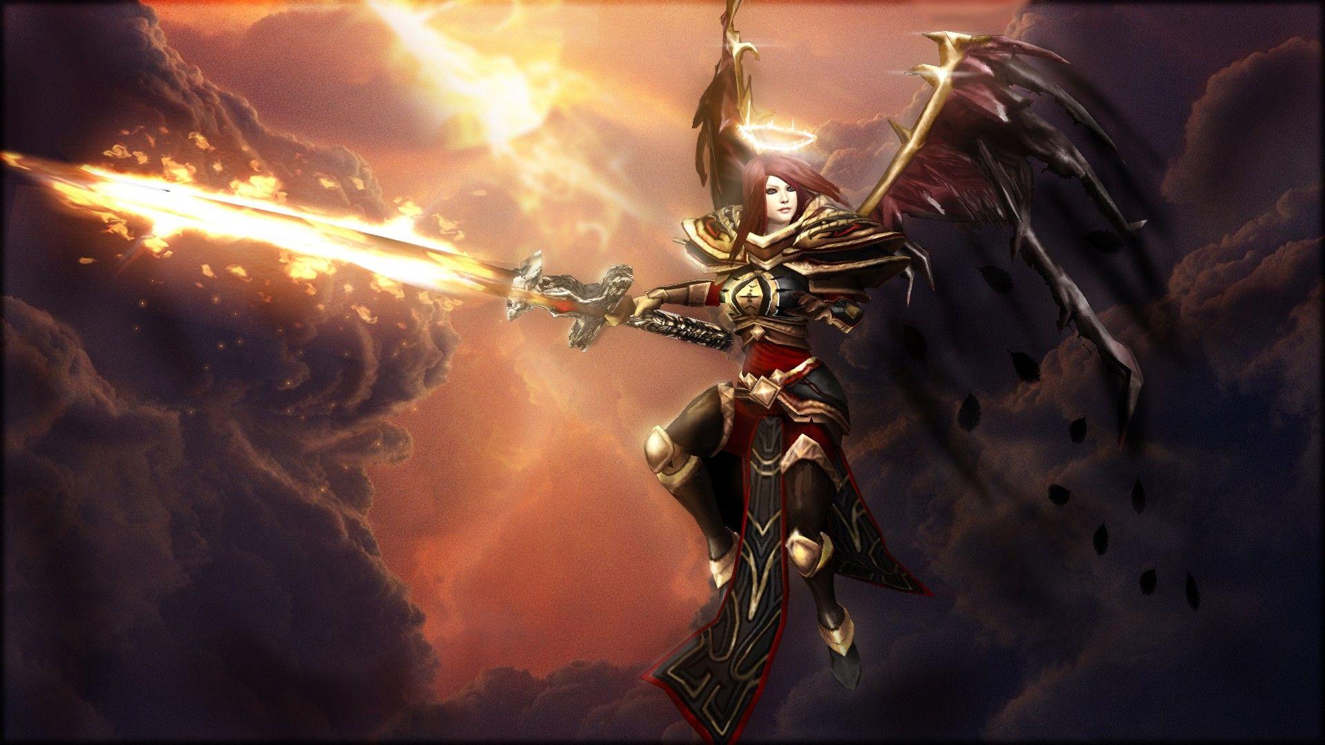 1920x1080 League of Legends, elite, Kayle, crimson wallpaper