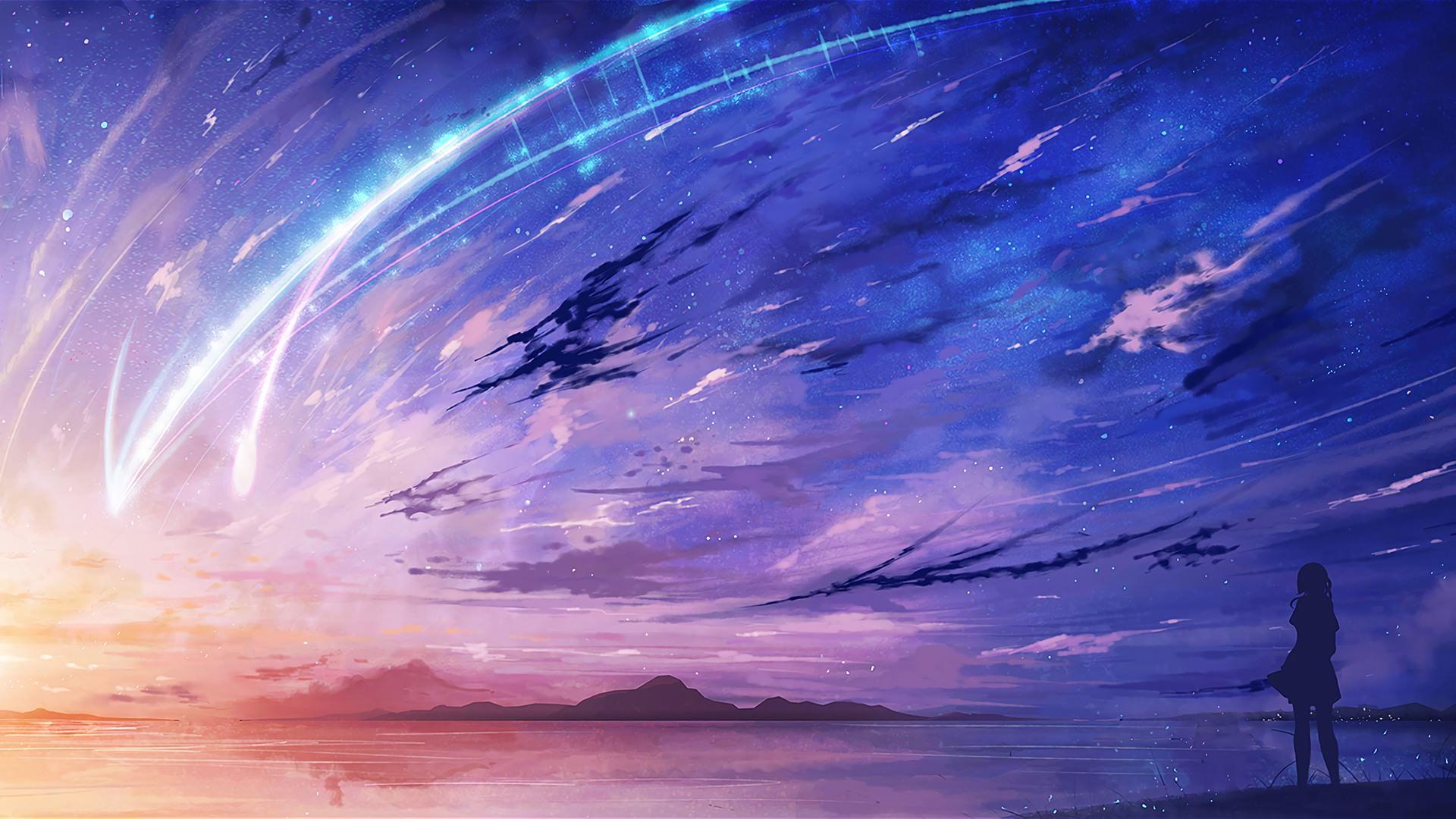 1920x1080 Tên của bạn. Phong cảnh Anime Đêm sao chổi. Hình nền