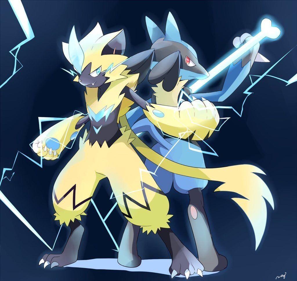 1024x970 Zeraora y Lucario. Pokemon art, Pokemon, Pokemon drawings
