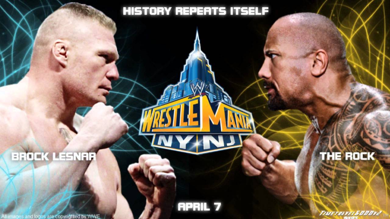 1280x720 WWE Wrestlemania XXIX Custom Wallpaper: The Rock vs Brock Lesnar