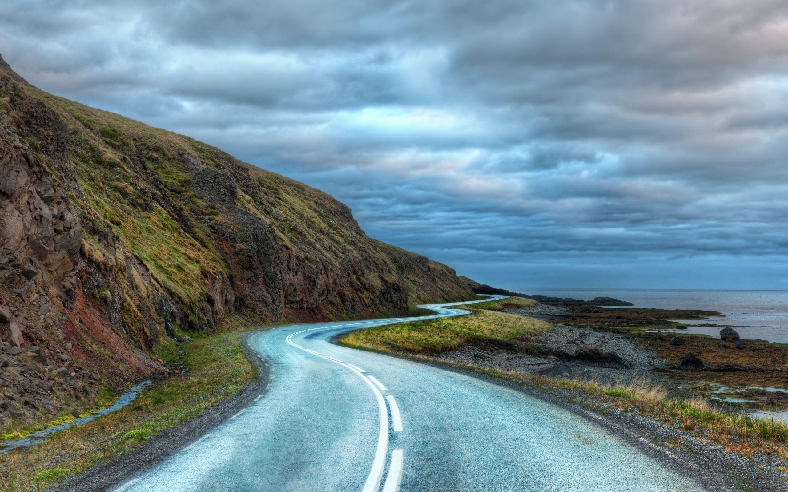 2560x1600 Curvy road around iceland MacBook Air Wallpaper Download