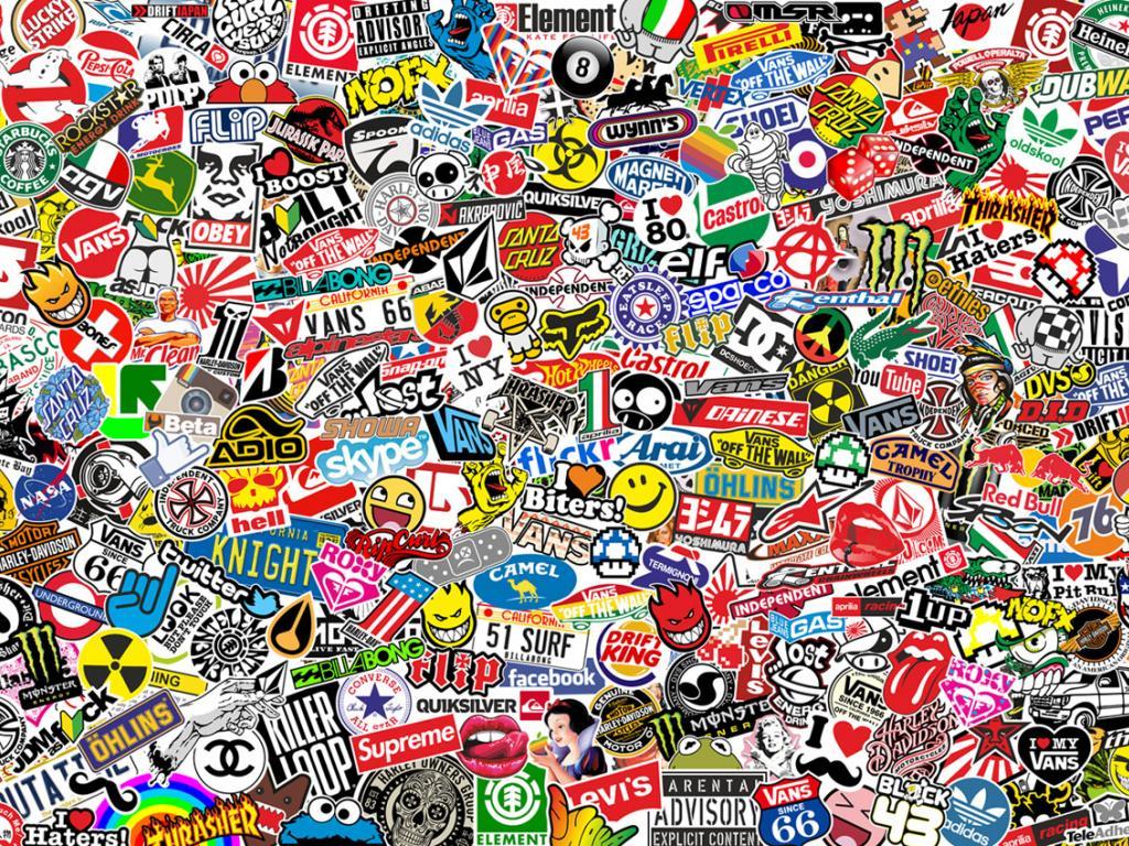 1024x768 Sticker Bomb Wallpaper