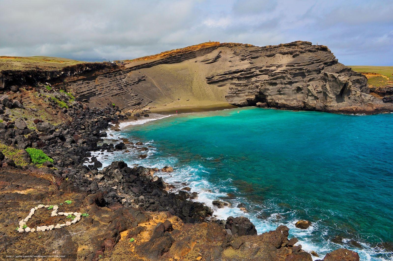 1600x1063 Download wallpaper Green Sand Beach, The Big Island, Hawaii. free