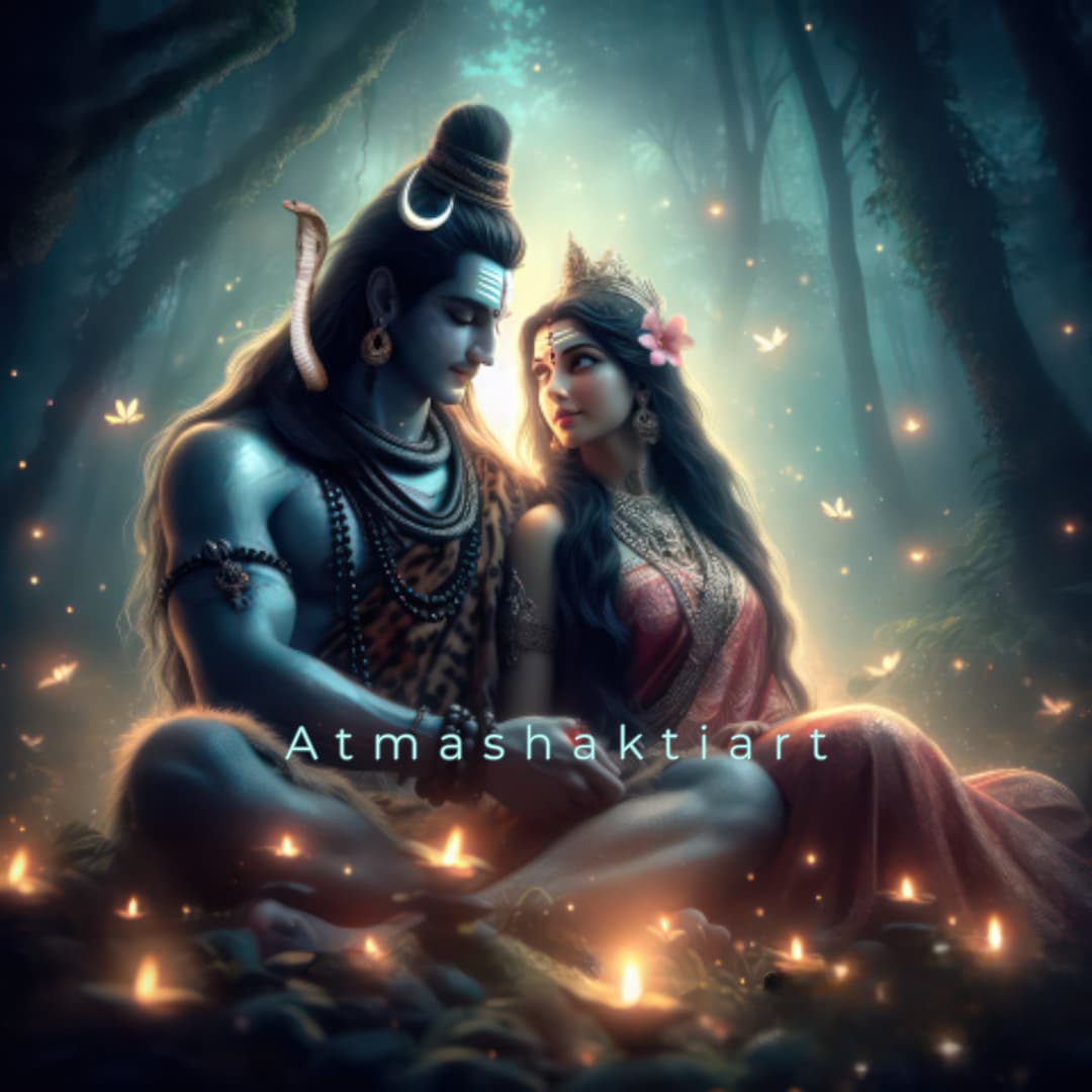 1080x1080 Buy Shiva Parvati Art Print: Gauri Shankar Divine Love (digital Download) Online in India