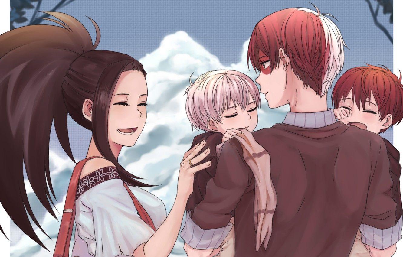1332x850 Wallpaper children, anime, family, art, pair, two, Boku no Hero