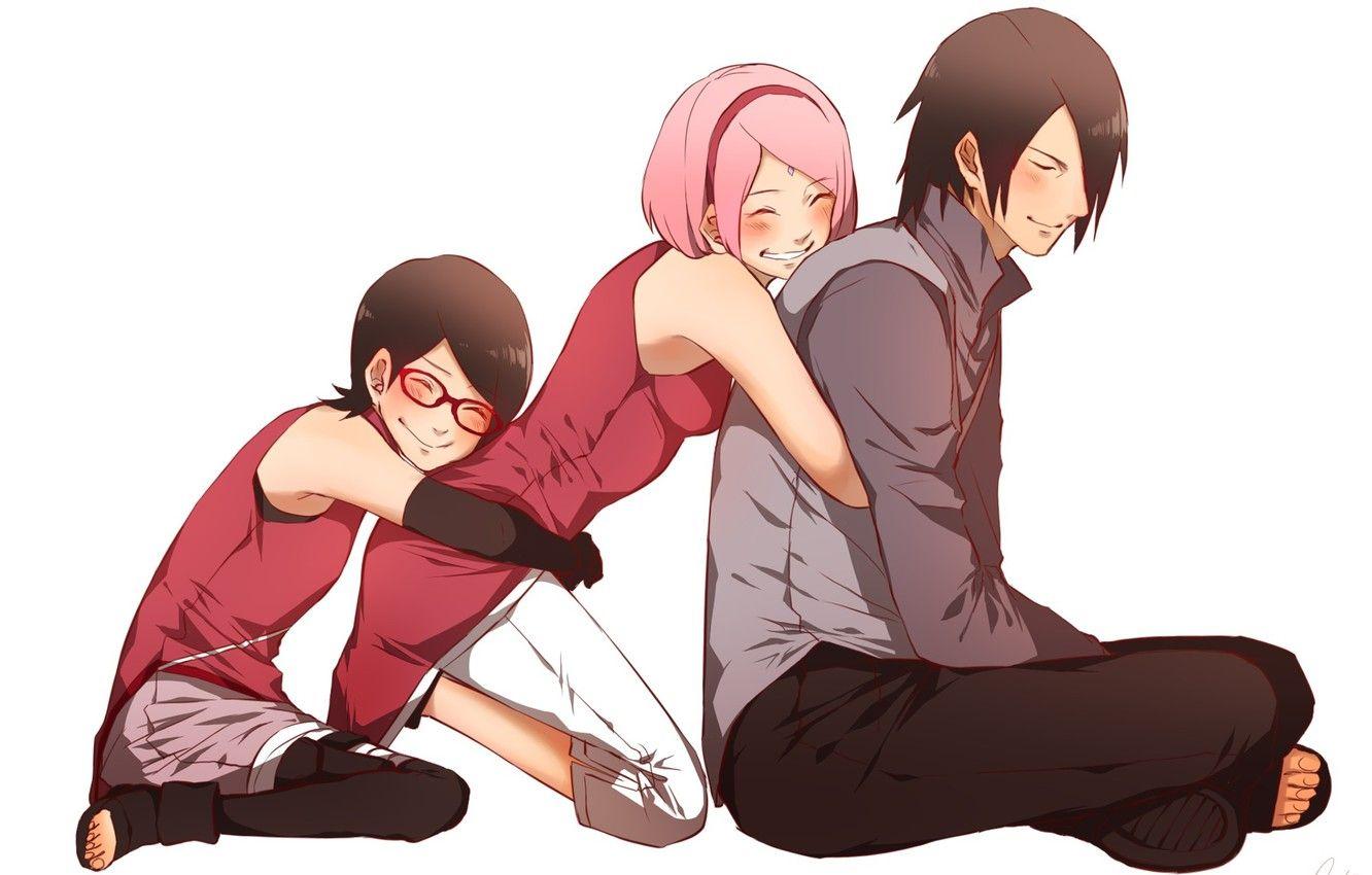 1332x850 Wallpaper anime, Sakura, family, art, girl, Sasuke, Naruto image