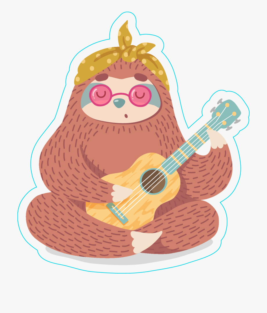 920x1080 Hippie Sloth Playing Guitar Sticker Animal Wallpaper Sloth