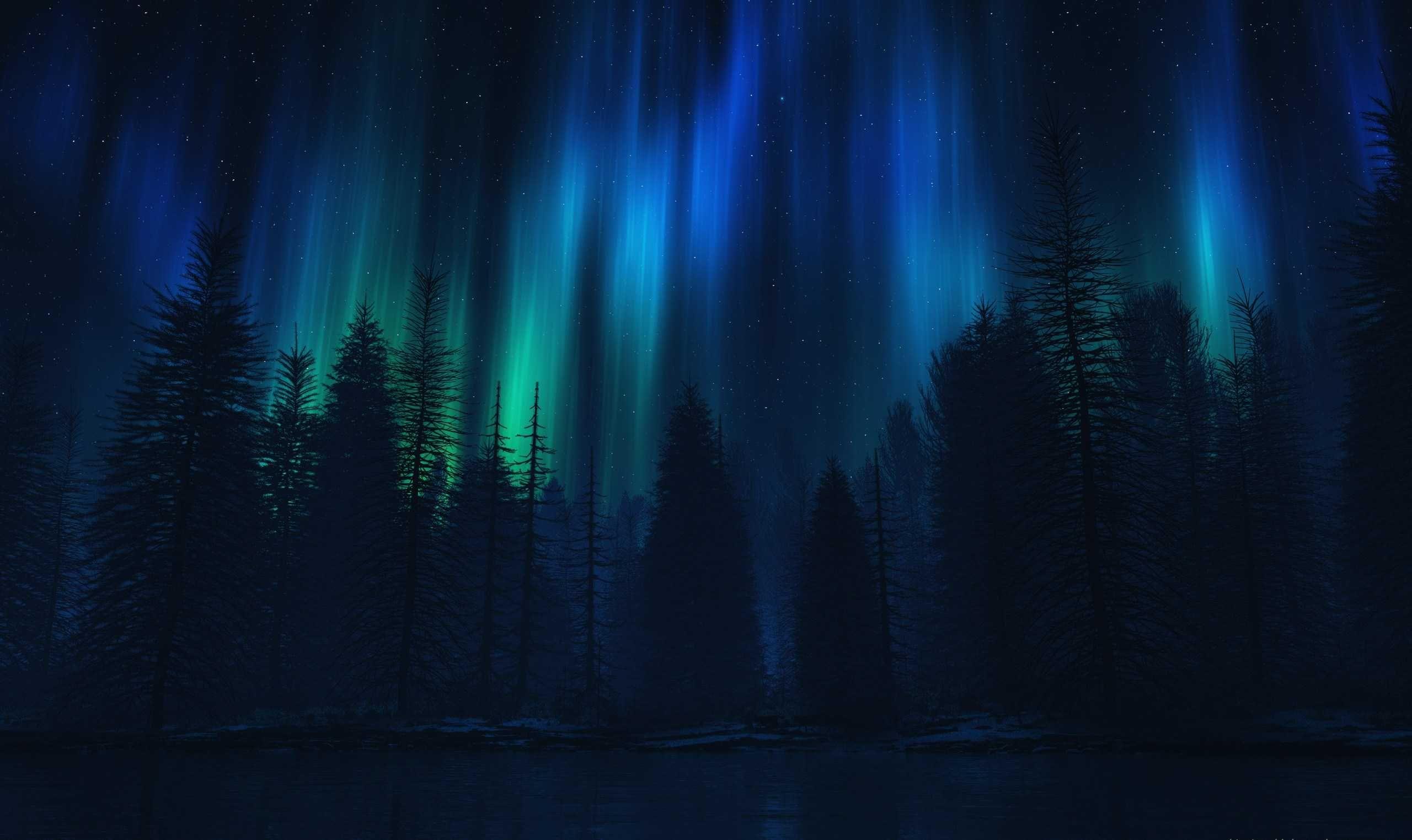 2560x1523 Photos For Collection Aurora Borealis Wallpaper Simple Green Motive