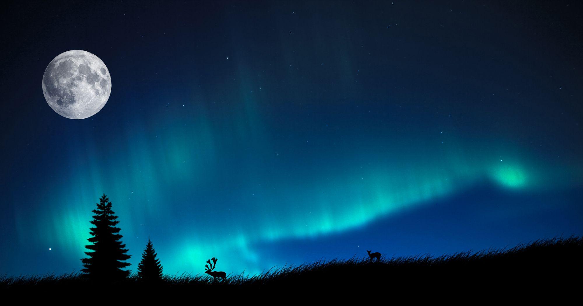 2000x1049 Blue Aurora Borealis HD Wallpaper, Background Image