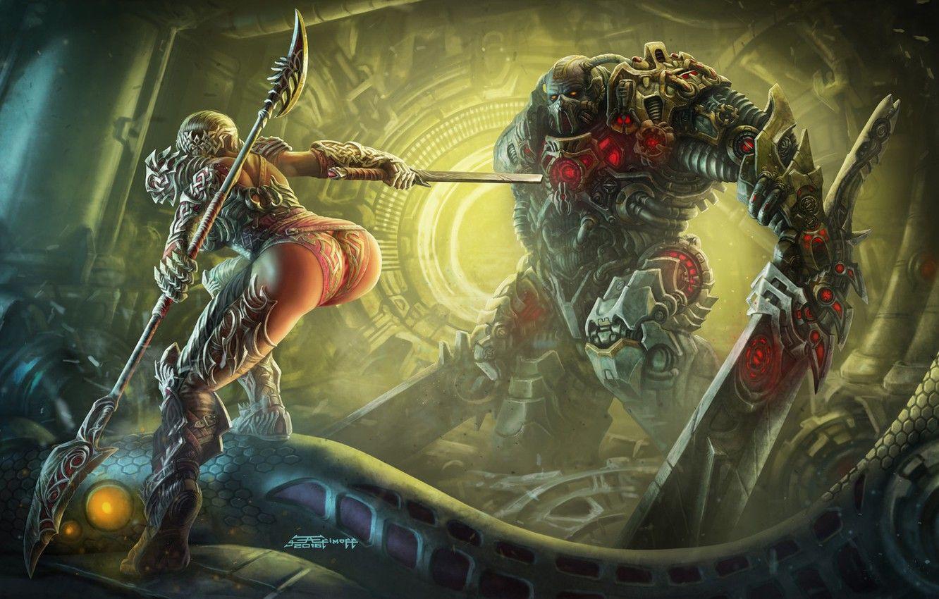 1332x850 Wallpaper girl, monster, monster, warrior, War of the Worlds, War of the worlds, Art Edit image for desktop, section фантастика