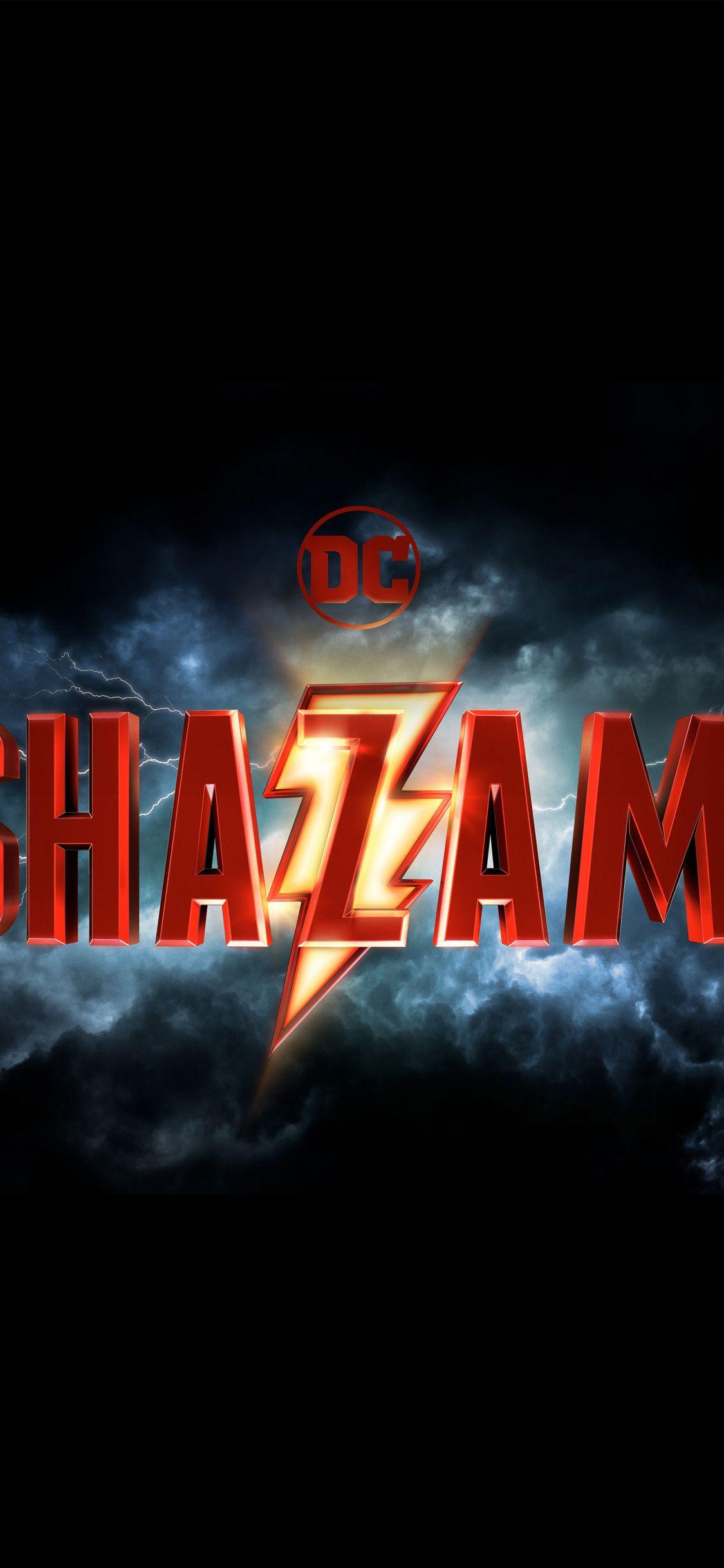 1125x2436 Shazam!, 2019 movie, dc comics, logo, poster wallpaper, 2560x3705