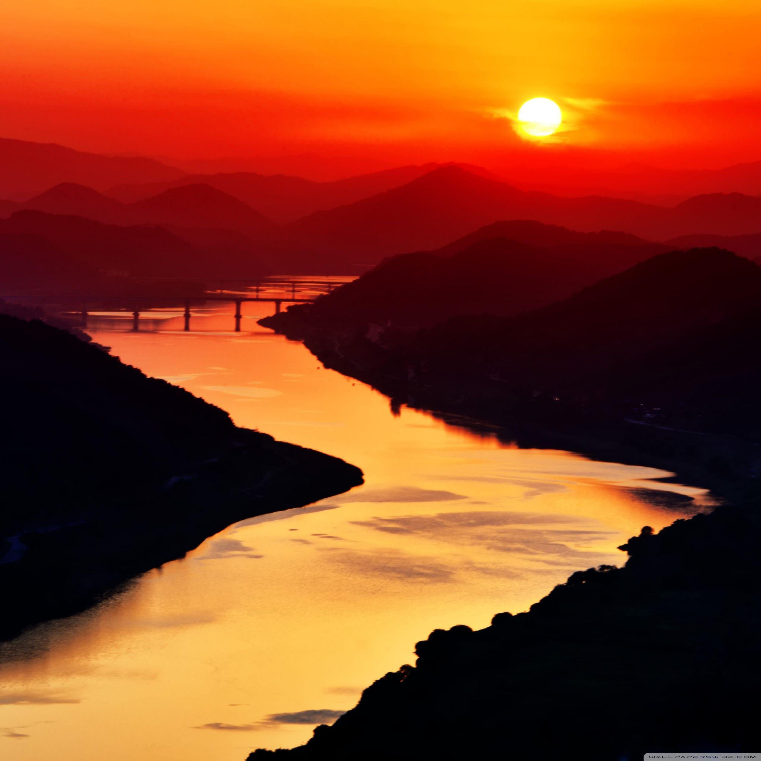 2560x2560 River Sunset Ultra HD Desktop Background Wallpaper for 4K UHD TV