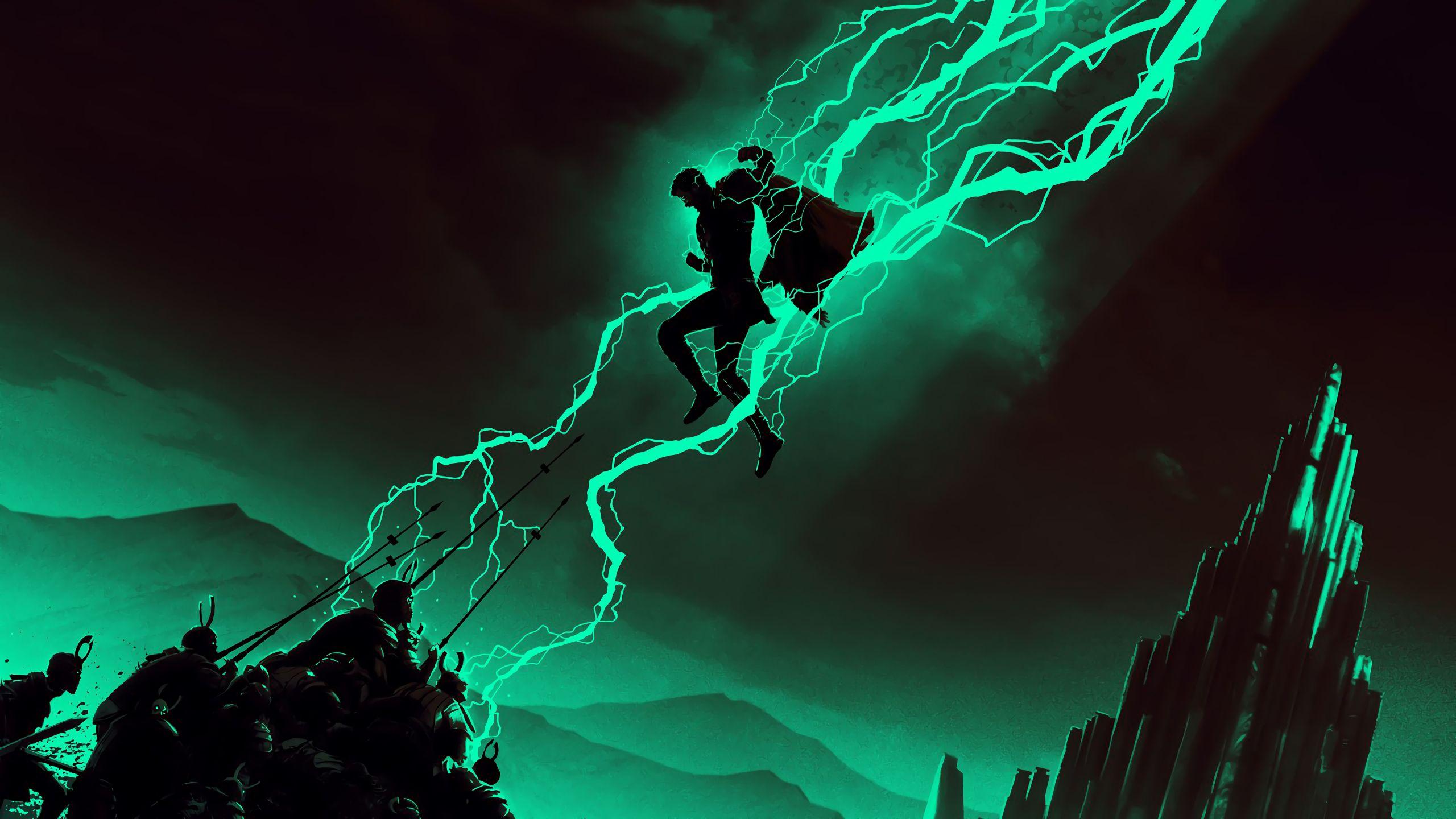 2560x1440 Thor Minimalist Lightning 1440P Resolution Wallpaper, HD