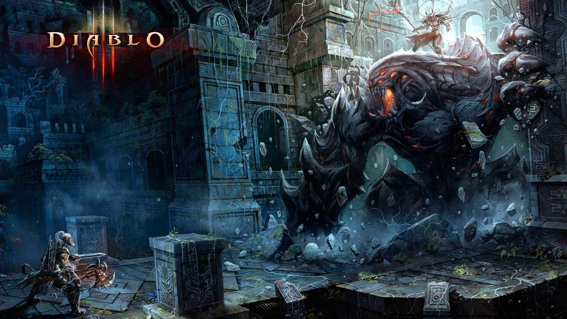 1920x1080 Download desktop wallpaper Barbarian against the boss, Diablo 3