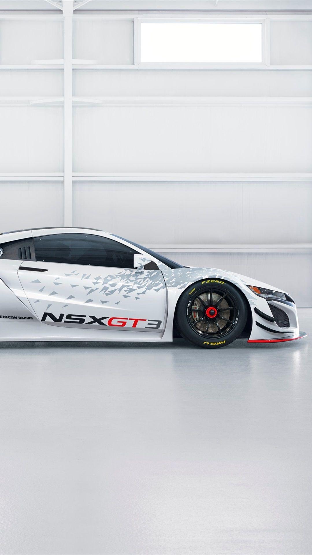 1080x1920 Acura NSX GT3 White Supercar Side View 1080x1920 IPhone 8 7 6 6S