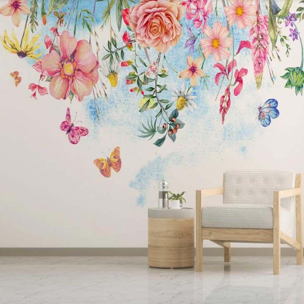 1000x1000 Watercolor Flower Wallpaper Mural Hand Painting Floral Wall Murals HD 3D Printed Photo Wall Paper Rolls Papel De Parede Custom. Wallpaper