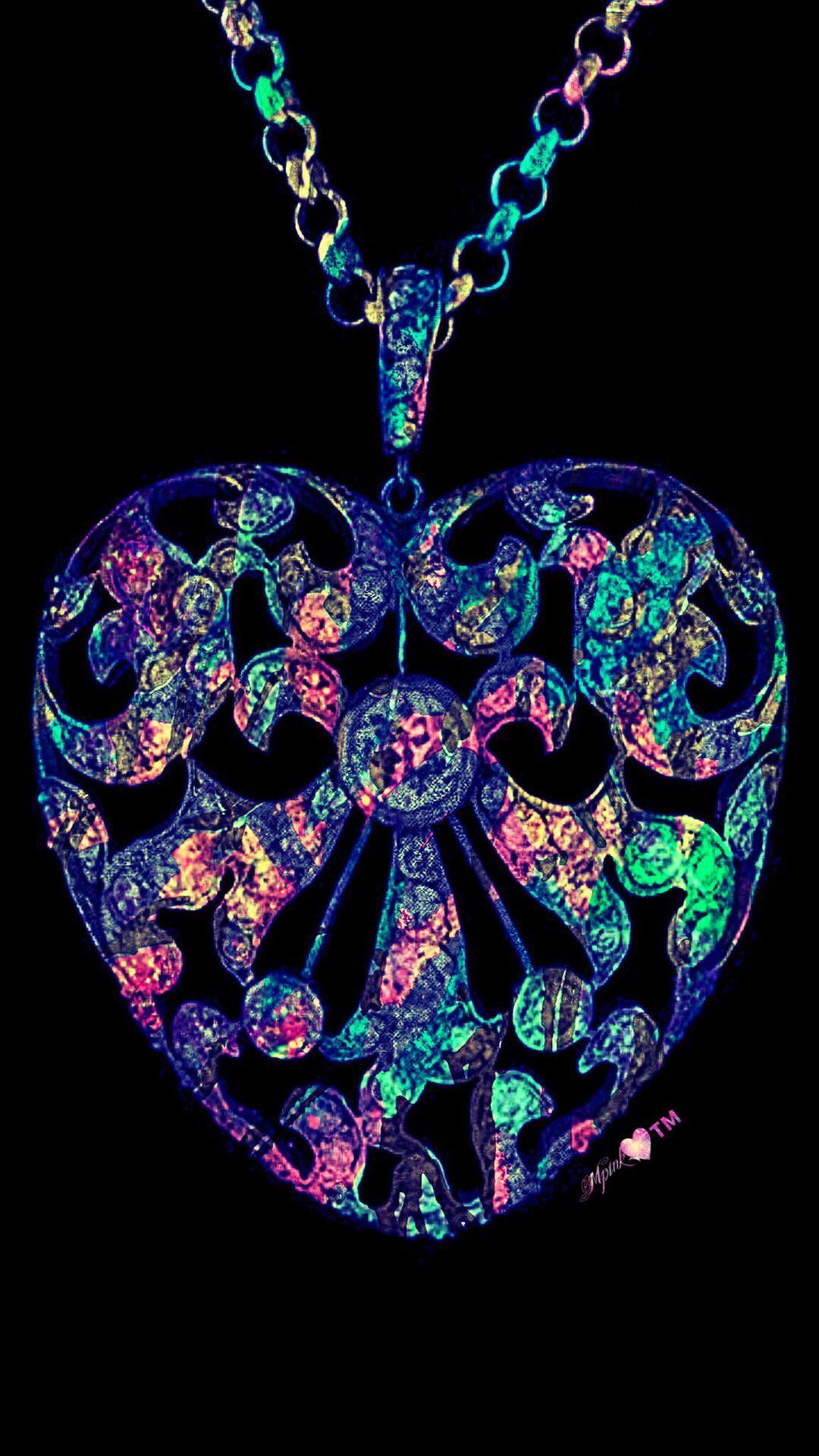 1080x1920 Neon Heart Galaxy Wallpaper #androidwallpaper #iphonewallpaper
