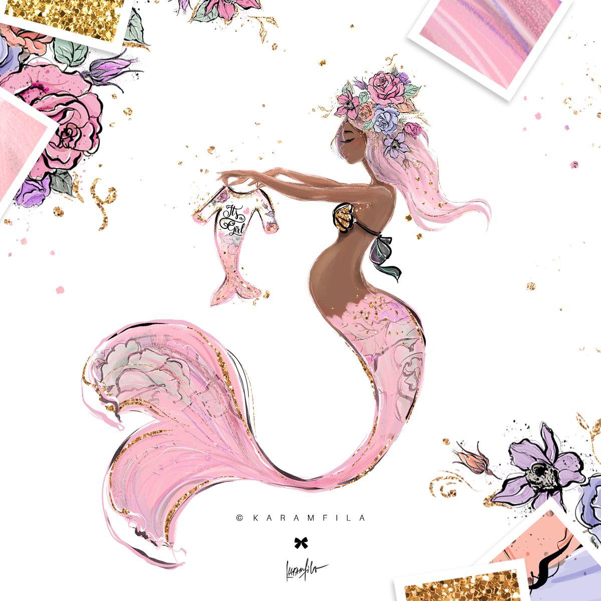 1200x1200 Mother and Baby Mermaid Clipart. Illustrations. Design