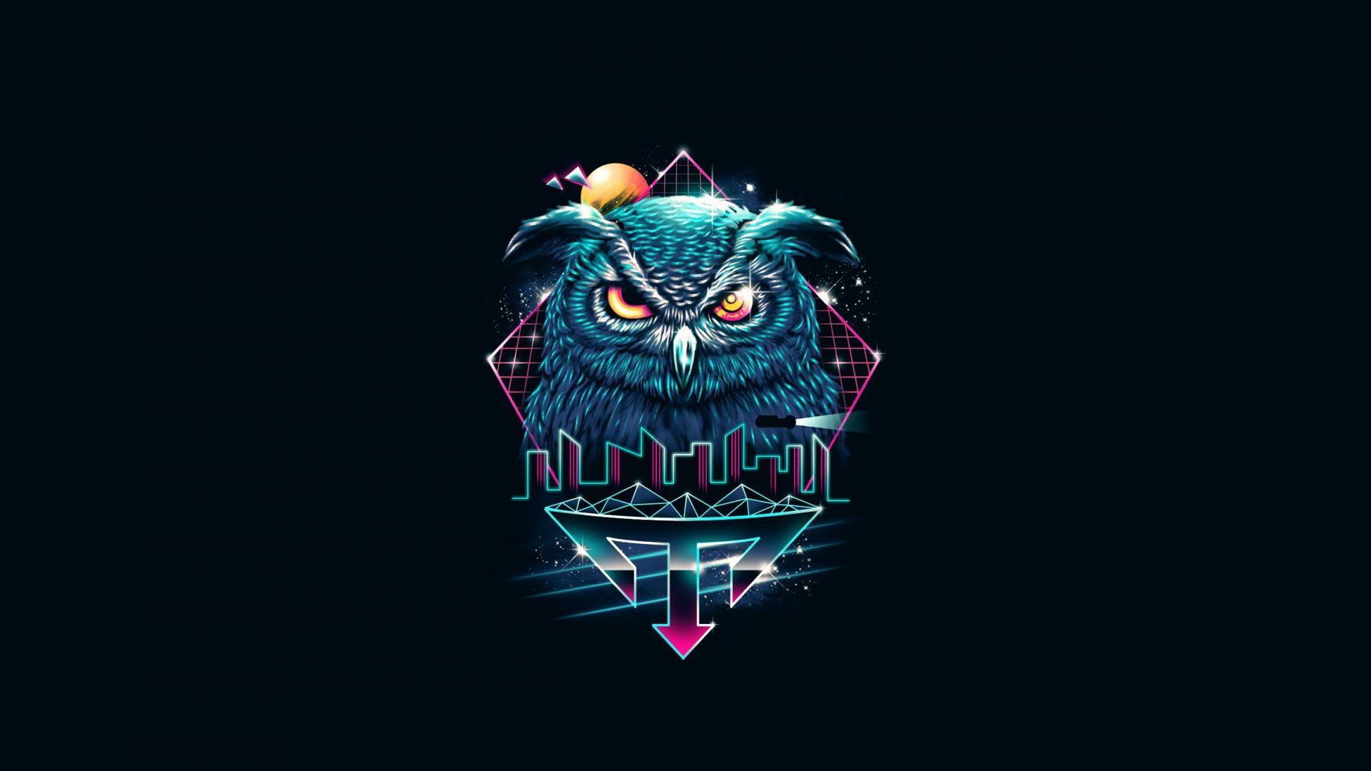 1920x1080 Download Minimal, attitude, owl, retro art wallpaper, 1920x Full HD, HDTV, FHD, 1080p