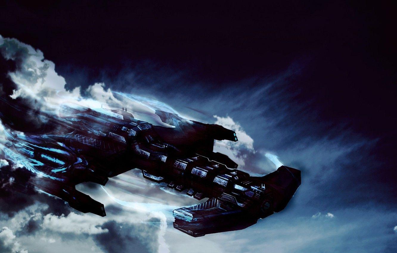 1332x850 Wallpaper Sky, Starcraft, Spaceship, Artwork, Battlecruiser