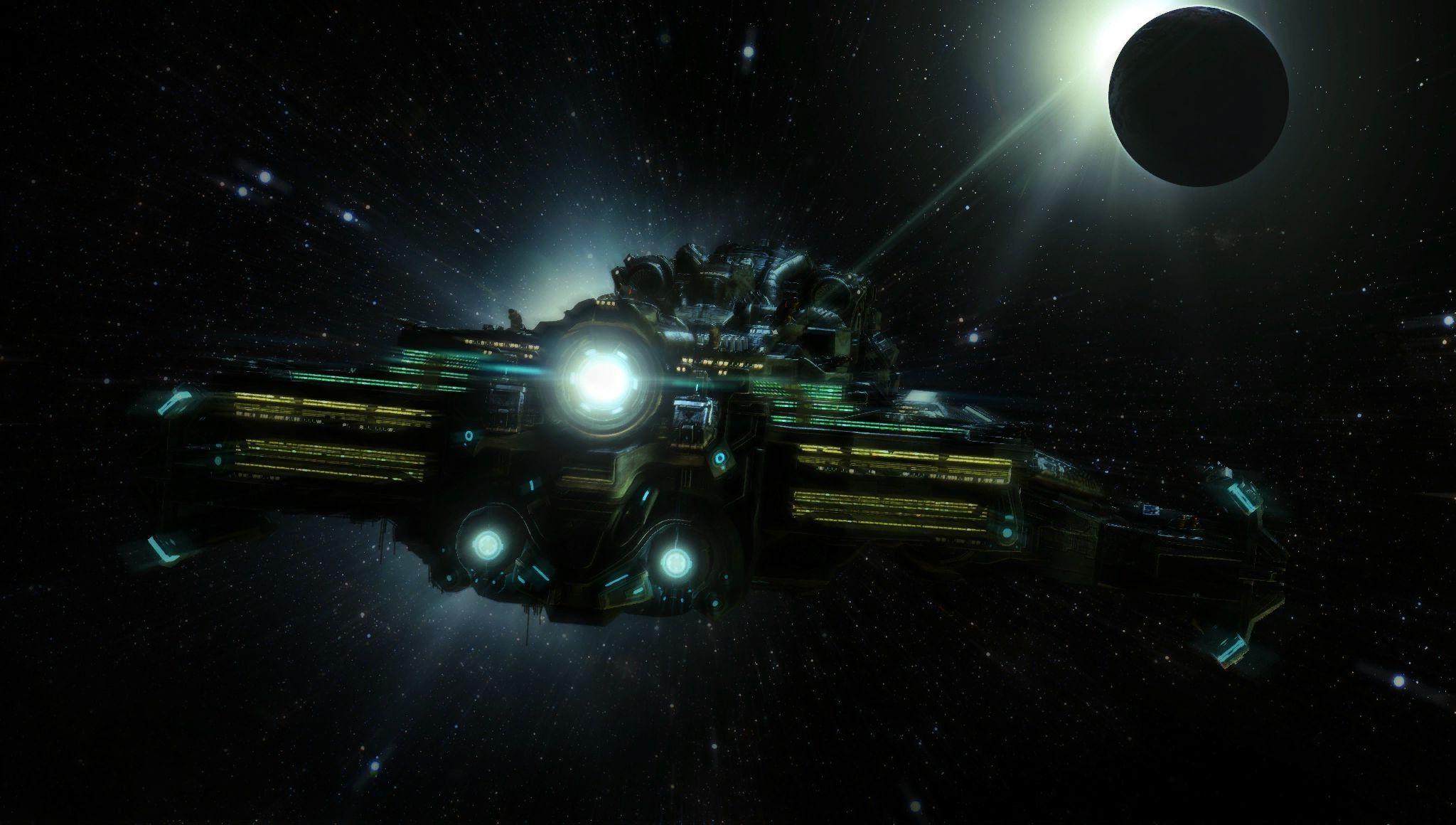2048x1160 vehicle, Digital Art, Science Fiction, Battlecruiser, Starcraft II