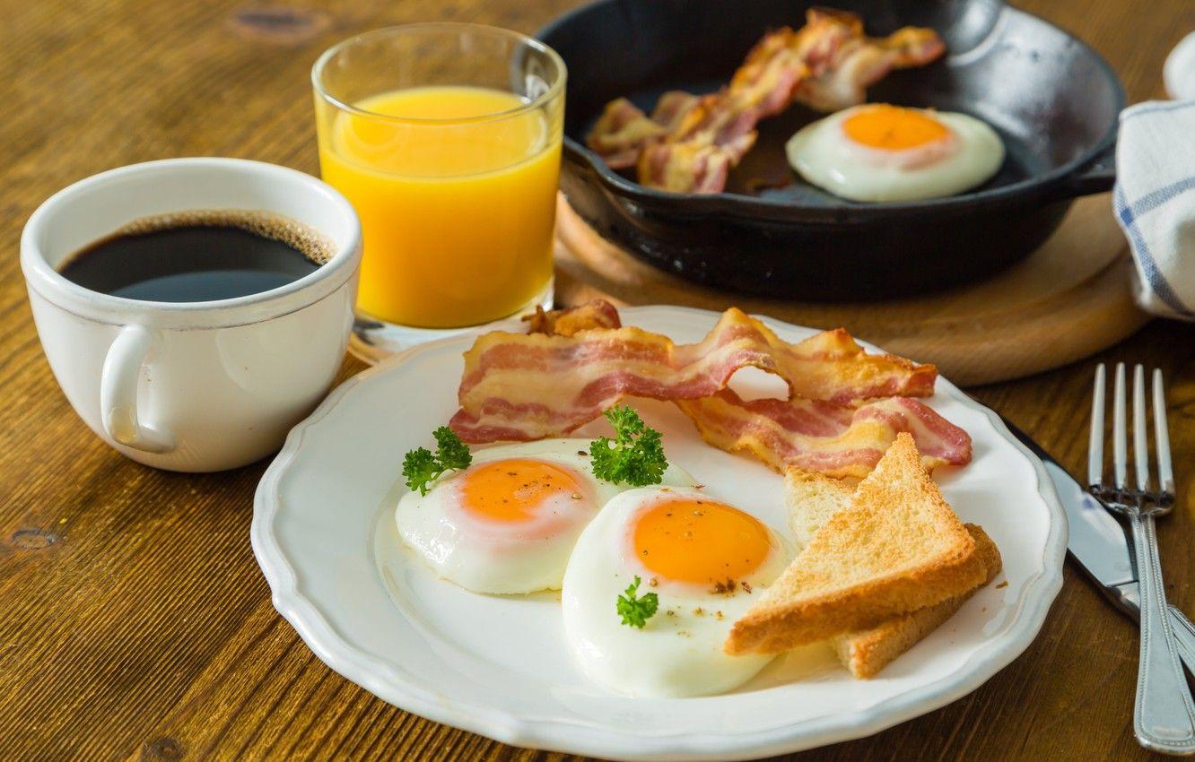1332x850 Wallpaper coffee, Breakfast, juice, scrambled eggs, bacon image