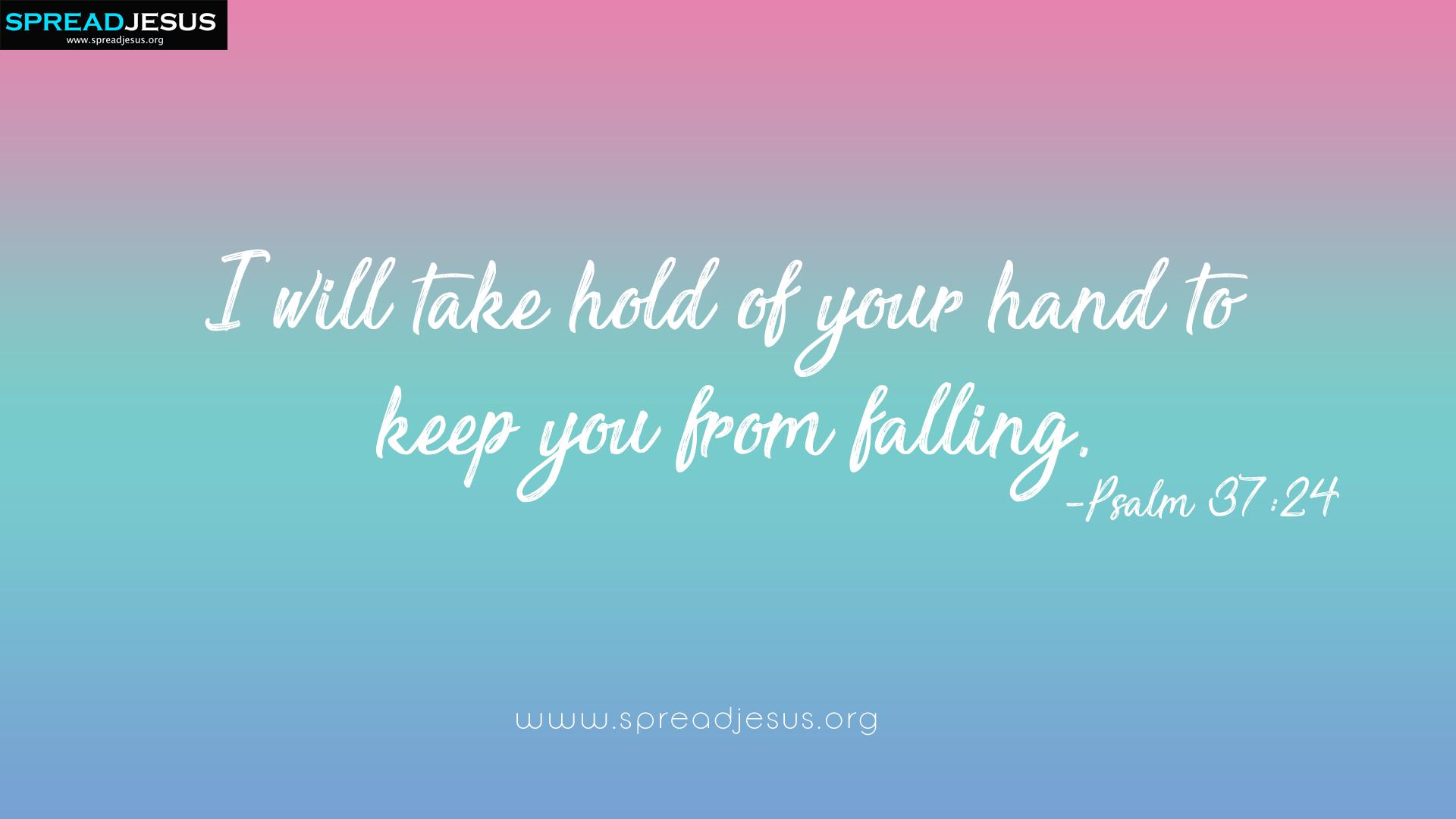 1920x1080 Bible Quotes HD Wallpaper Psalm 37:24 Free Download