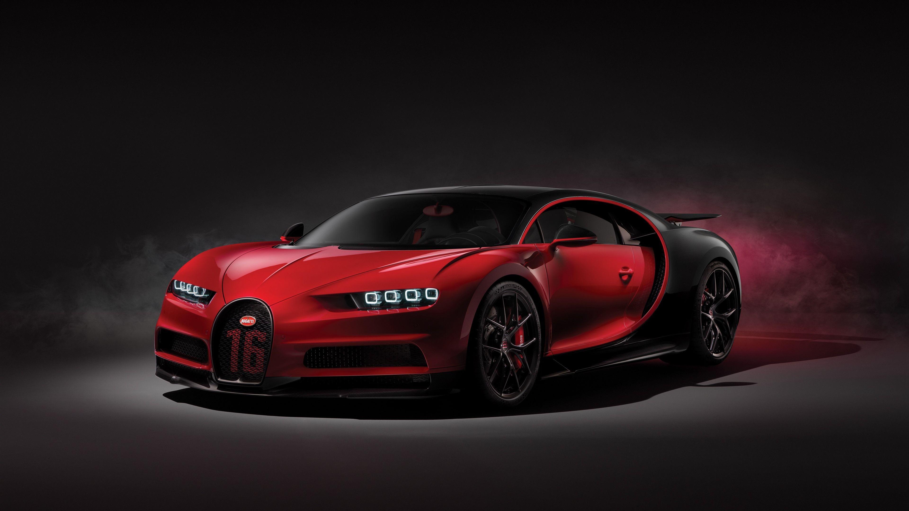3840x2160 Wallpaper Bugatti Chiron 2018 red supercar front view 3840x2160