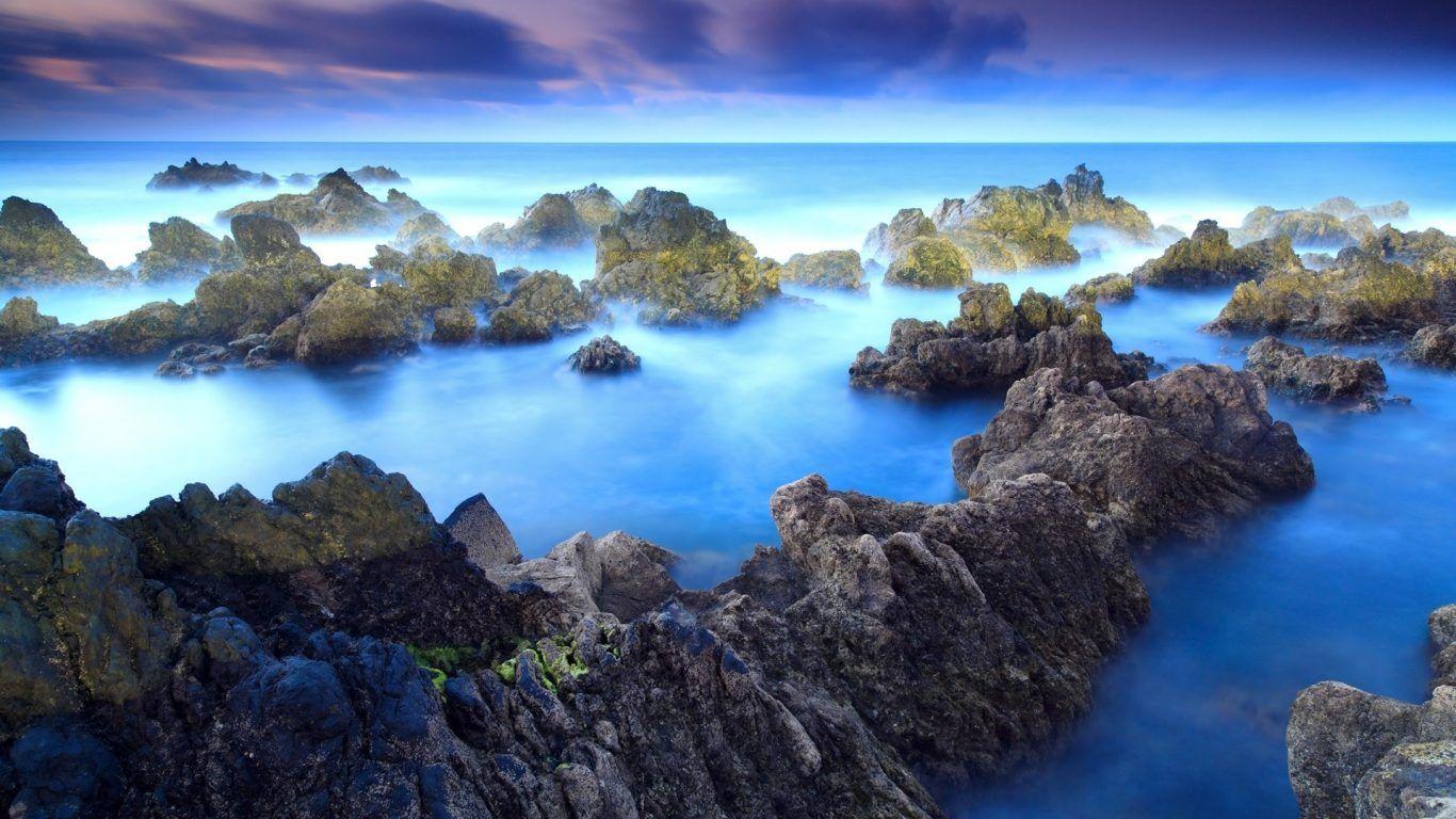 1366x768 Beach: Clouds Woods Avonia Relax Beach Romantic Sun Water Sunset