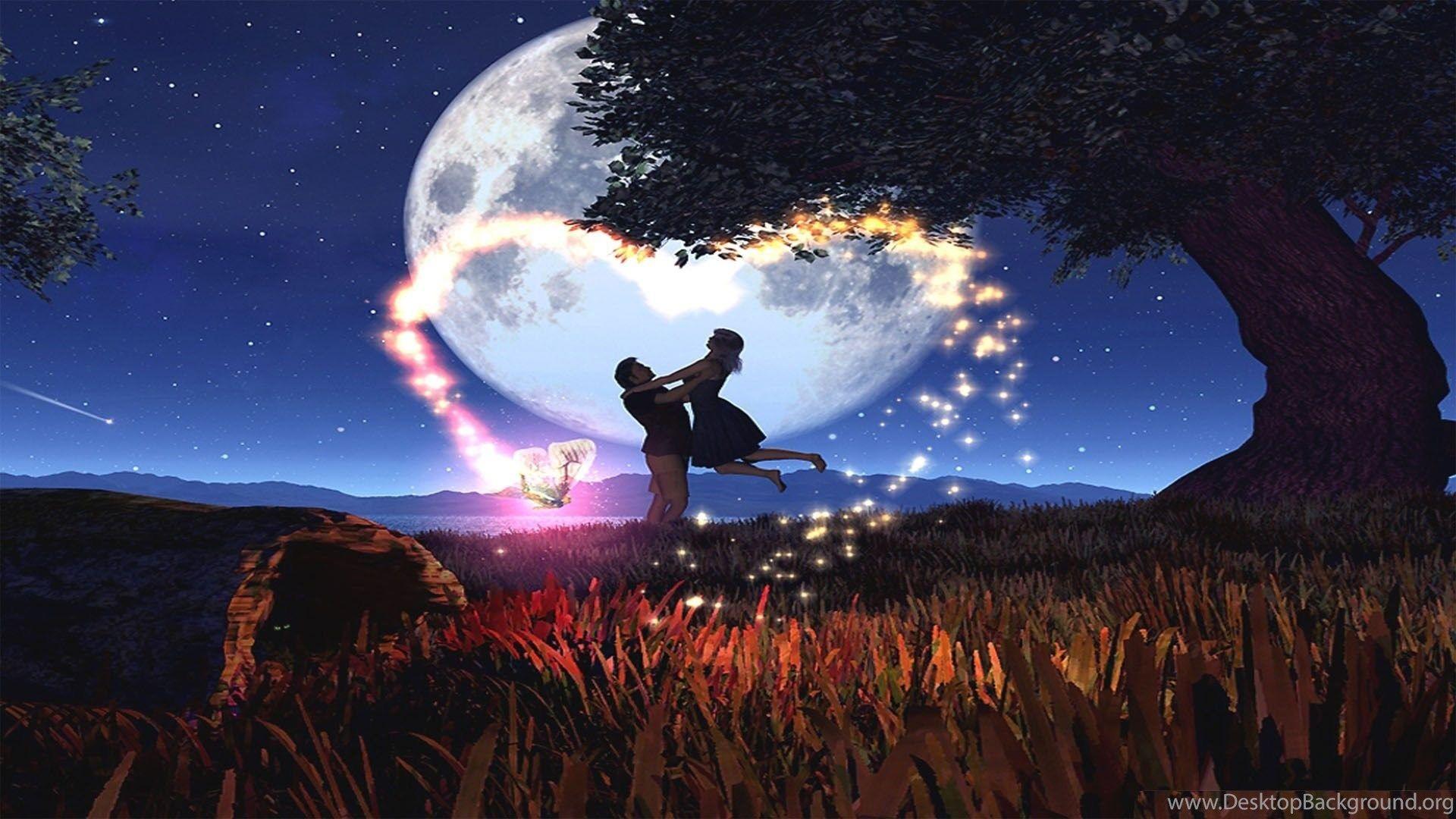 1920x1080 High Definition Romantic Magic Love Blue Moon HD Wallpaper. Desktop Background