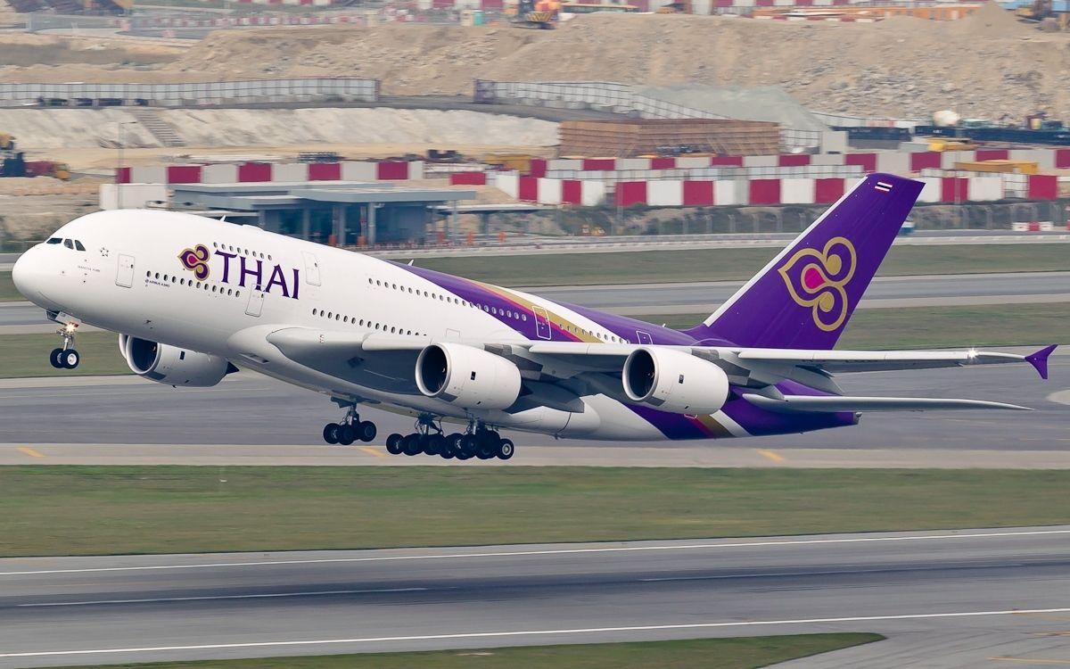 1200x750 A380 Thai Airways During Airborne At Hong Kong Airport. Aircraft