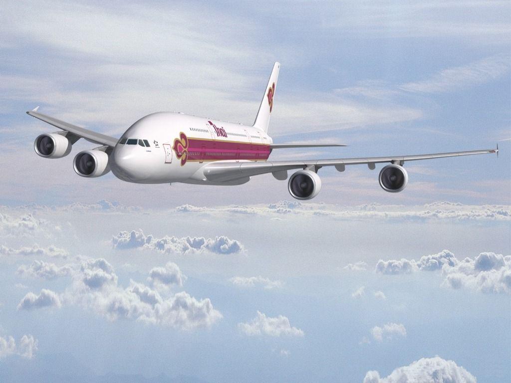 1024x768 Download Wallpaper clouds airbus a380 thai airways, 1024x Thai