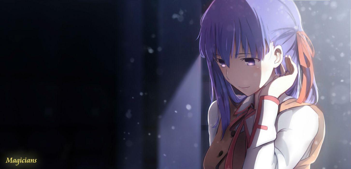 1452x700 Fate stay night long hair magicians matou sakura night purple eyes purple hair ribbons watermark wallpaperx900