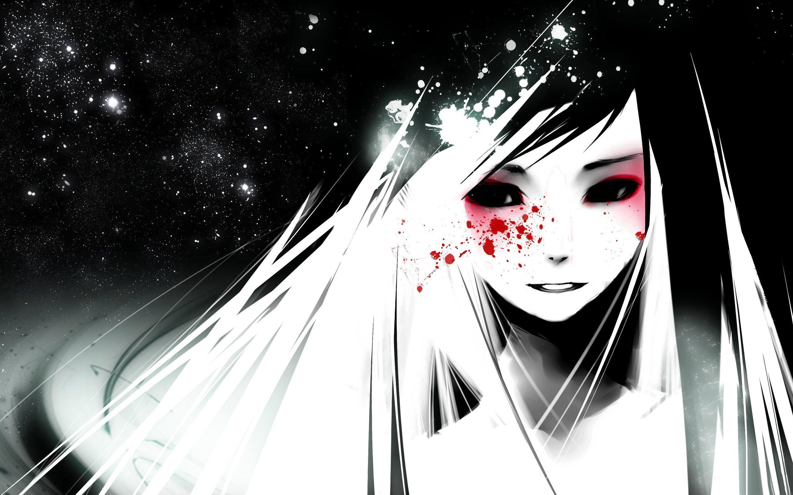2560x1600 Anime girl black white and red wallpaperx1600