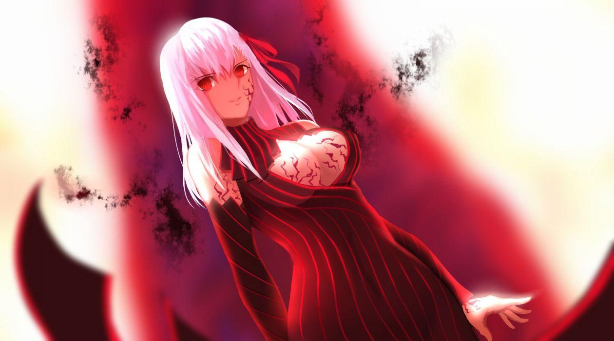 1260x700 Breasts cleavage dark matou sakura fate stay night hei tong shi long hair matou sakura red eyes white hair wallpaperx1000