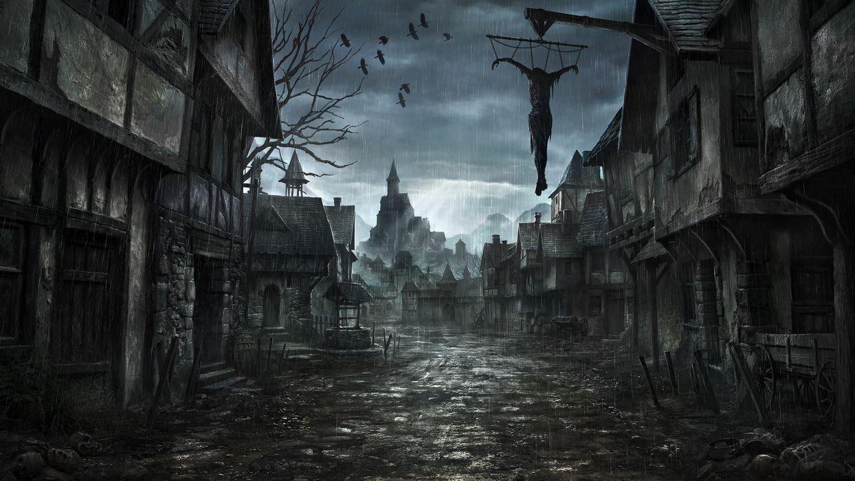 1244x700 Middle Ages Jonasdero__com Jonasdero Dark Horror Scary Creepy Spooky Cities Buildings Architecture Cg Digital Art Paintings Airbrushing Wallpaperx1080