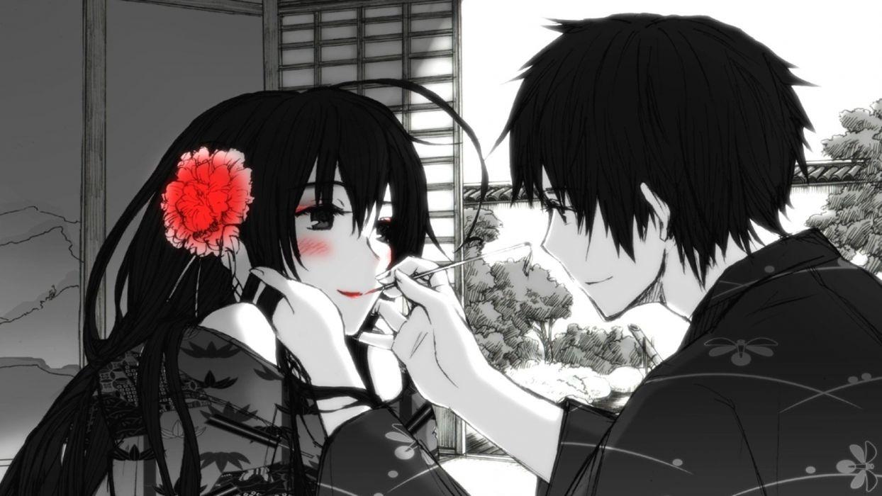 1244x700 People love amor boy girl chico chica anime Rosa red roja black