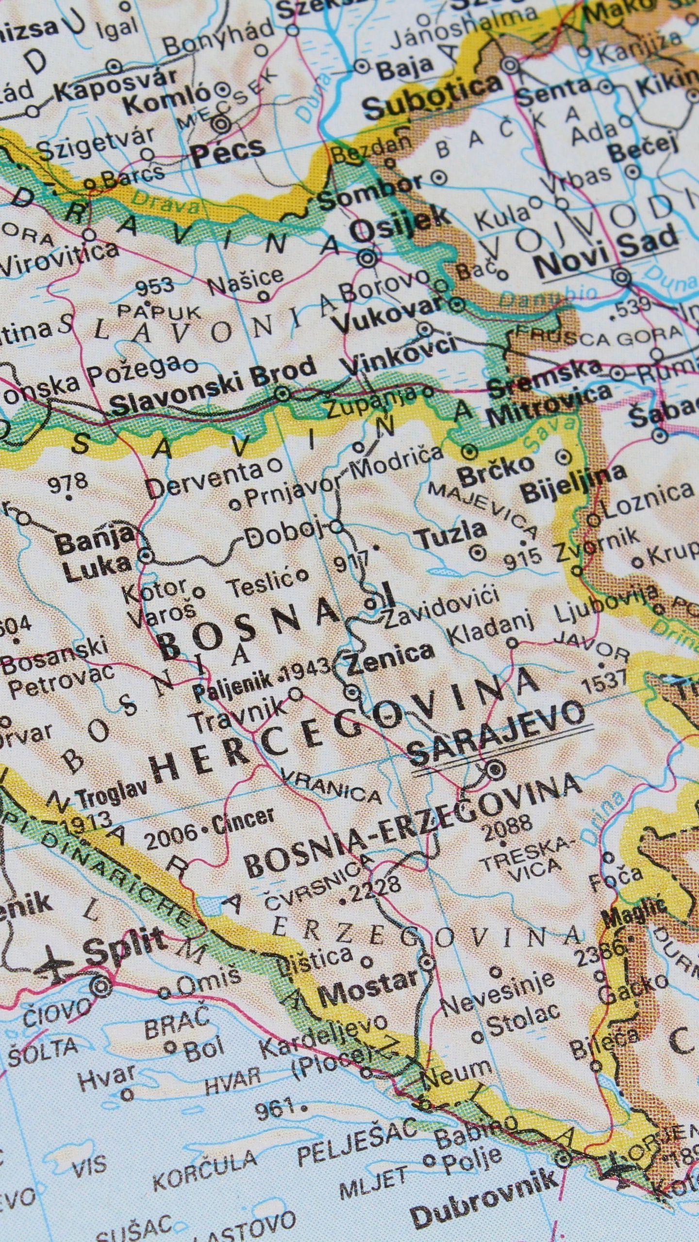 1440x2560 Download wallpaper 1440x2560 map, travel, bosnia and herzegovina