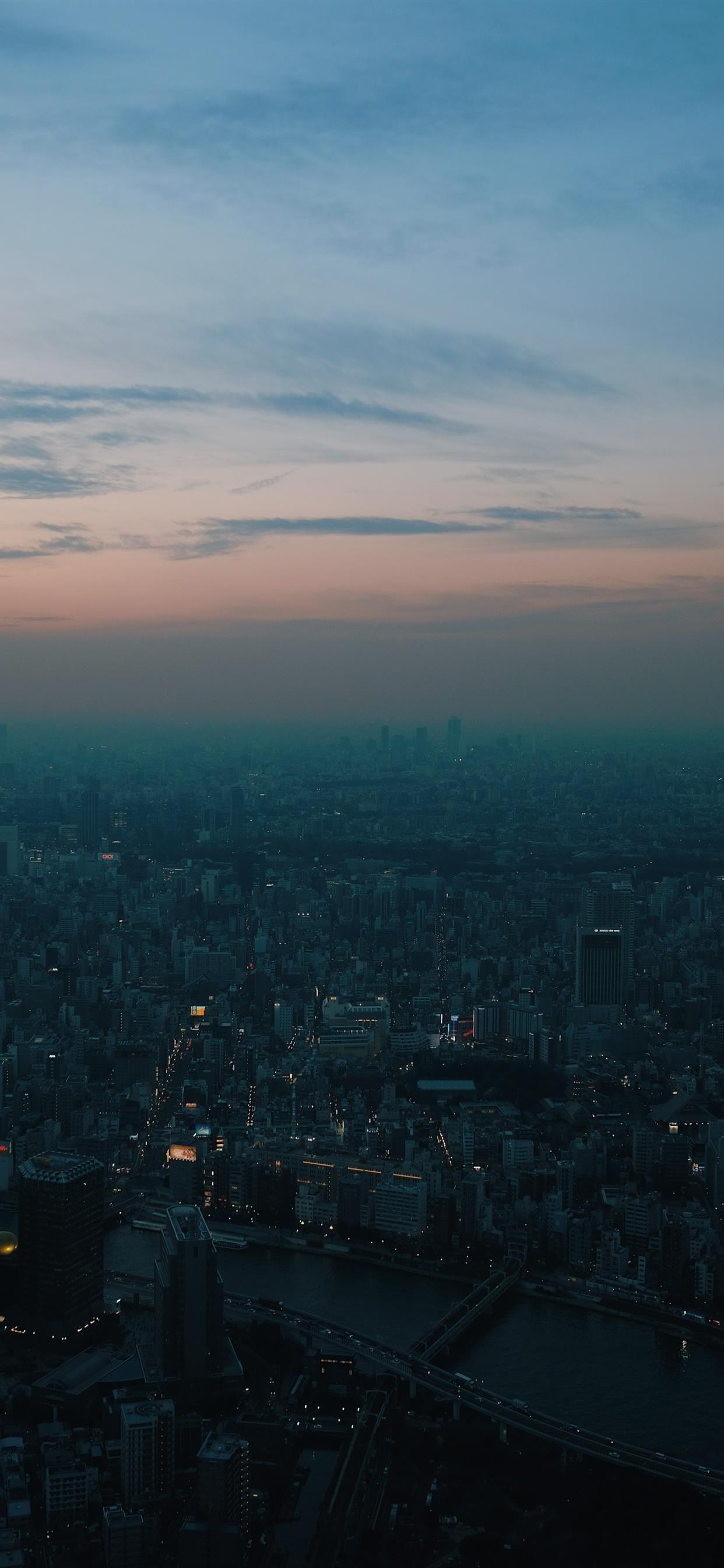 1242x2688 Sundown view on Tokyo city looking from the Tokyo. iPhone X Wallpaper Free Download
