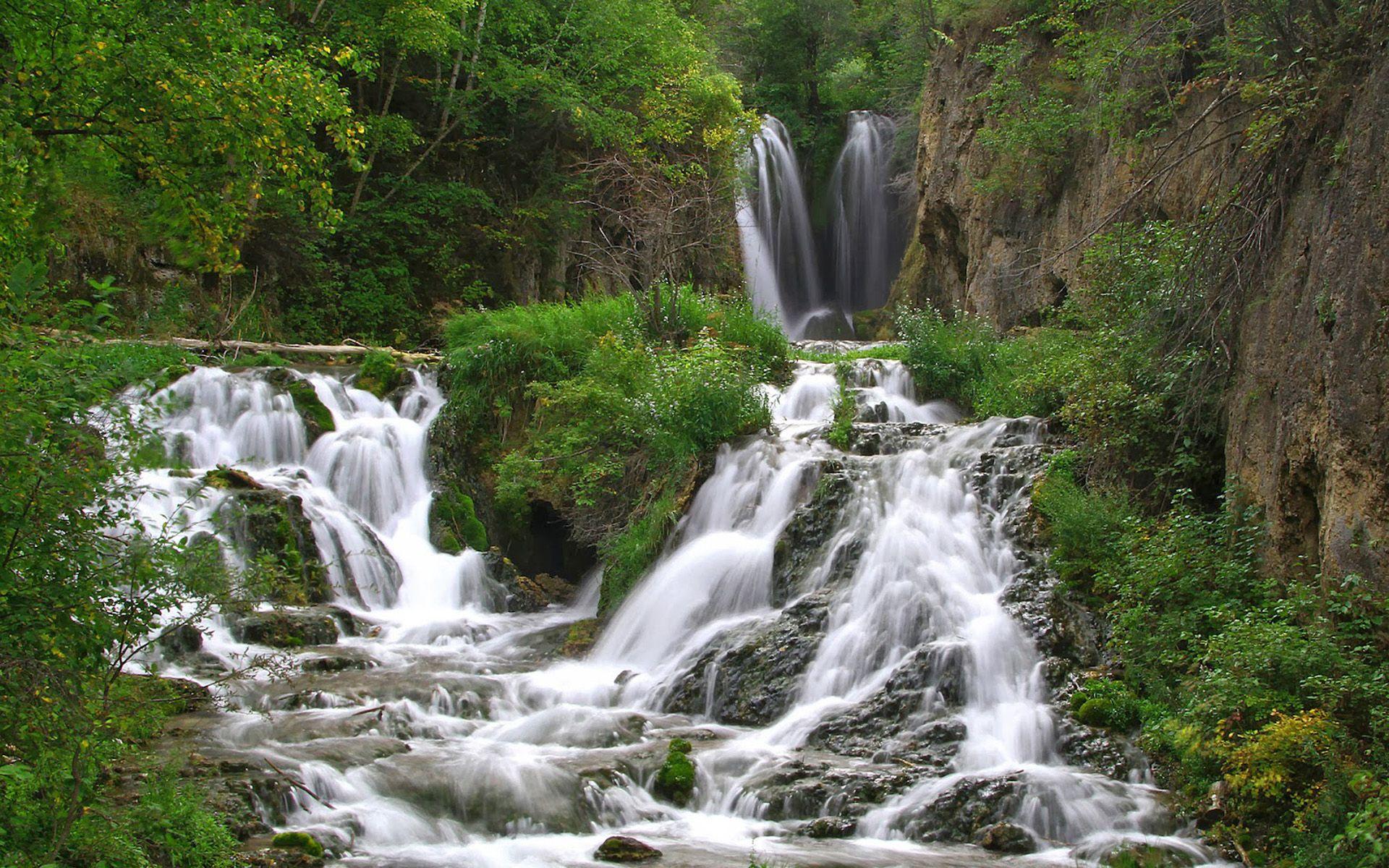 1920x1200 Cascading Waterfall In The Black Hills National Forest Of South Dakota Desktop HD Wallpaper 1920x1200 :