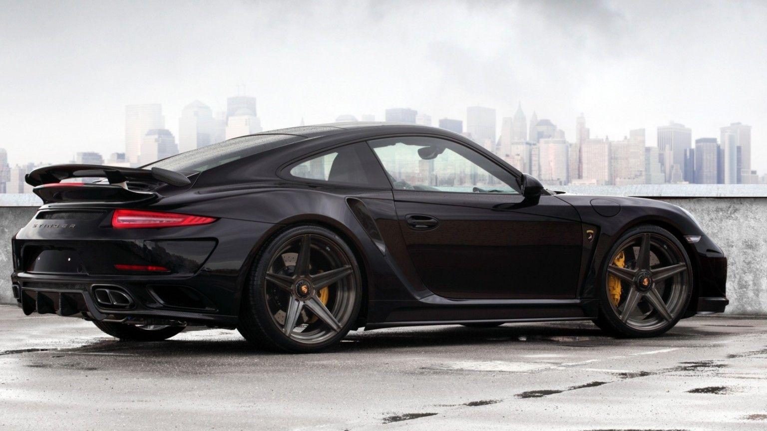 1536x864 Download 1536x864 Porsche 911 Stinger, Black, Side View, Cars